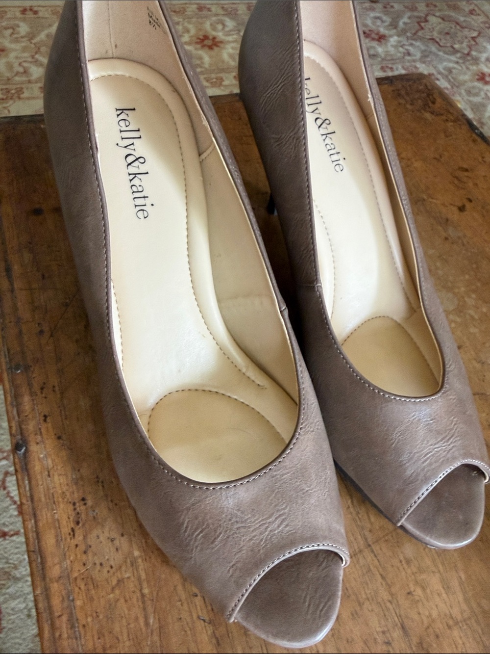 Kelly & Katie Taupe Peep-Toe Heel Pump